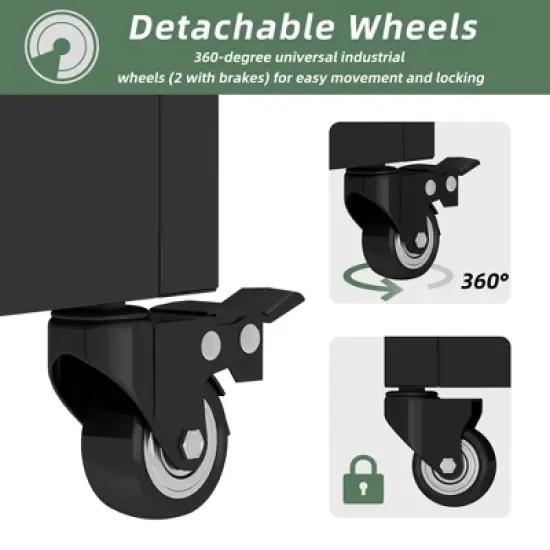 SpassWay 72"H Two-tone Patio Planter Box with Trellis Metal Raised Garden Bed Black Decorative Privacy Screen with Wheels image {6}