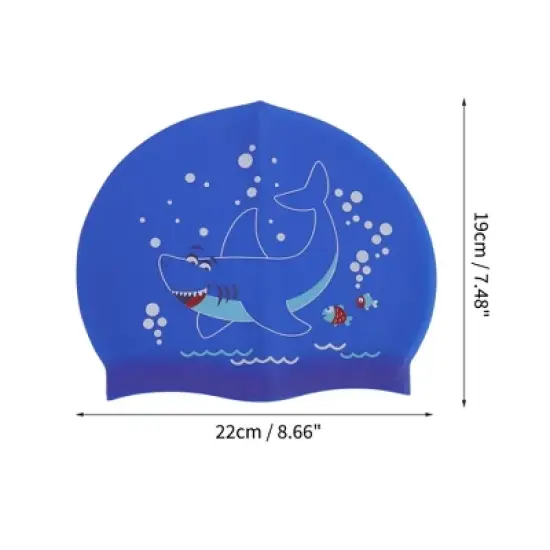 Unique Bargains Kid's Silicone Waterproof Cartoon Shark Swim Cap 1 Pc image {3}