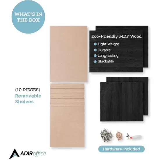 AdirOffice 500 Series 11 Compartment Wooden Literature Organizer &nbsp;10.75" x 11.8" Black (500-11-BLK) image {7}