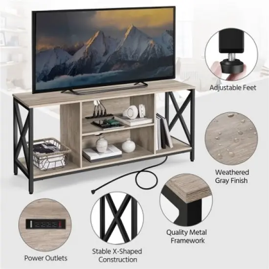 Yaheetech Industrial TV Stand TV Console with Storage image {3}