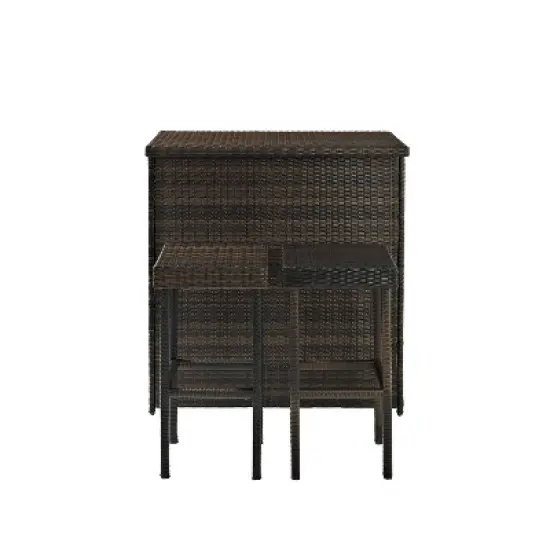 Palm Harbor 3pc Outdoor Wicker Bar Set - Brown - Crosley image {6}