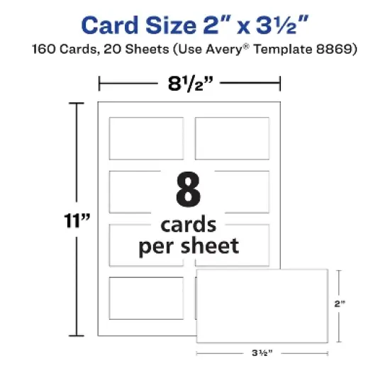 Avery Clean Edge Printable Business Cards with Sure Feed Technology, 2" x 3.5", White, 160 Blank Cards for Inkjet Printers (8869) image {7}