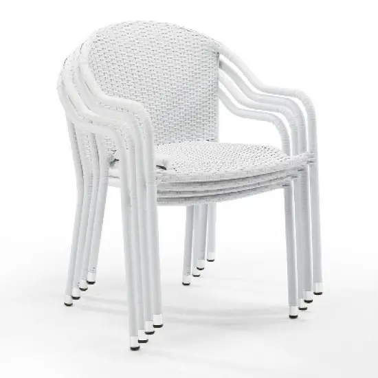 Palm Harbor 4pk Outdoor Wicker Stackable Chairs - White - Crosley image {4}