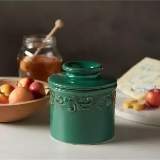 Butter Bell&reg; Crock &ndash; Emerald Green Antique Ceramic Butter Keeper, Vintage-Style Butter Dish for Fresh, Spreadable Butter image {2}