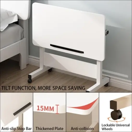 Standing  Computer Desk with Wheels ，Height Adjustable，Mobile Computer Table Sit Stand Up for Work Office Home image {5}