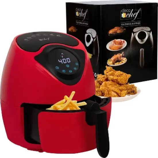 Deco Chef 3.7QT Personal Digital Air Fryer, 7 One-Touch Cooking Programs, 1300W, Red image {9}
