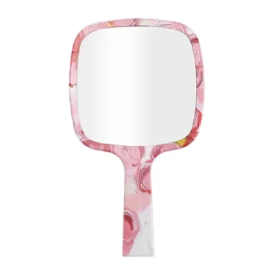 Unique Bargains Durable Square Handheld Mirror Red Yellow Pink 1 Pc image {3}