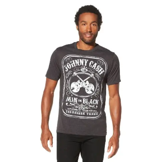 Men's Johnny Cash Man In Black Short Sleeve Graphic T-Shirt - Charcoal Heather image {3}