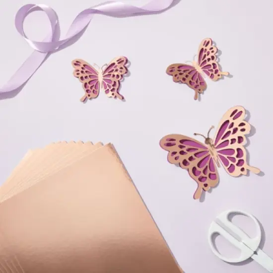 Genie Crafts 24-Sheet Rose Gold Foil Metallic Mirror Board Paper for Arts and Crafts, 8.5" x 11", 350 GSM image {1}