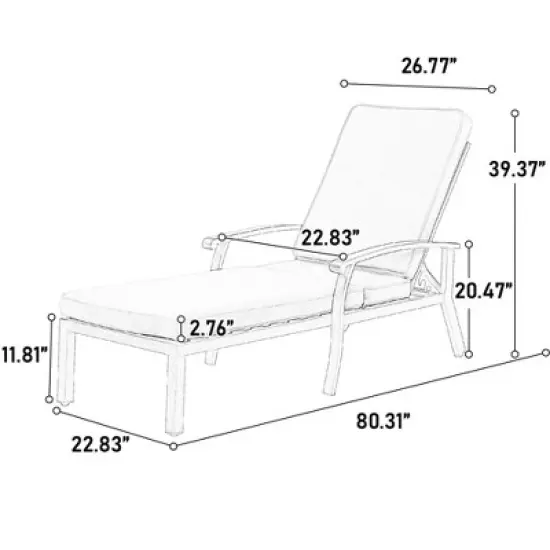 Patio Chaise Lounge Aluminium Cast Lounge Chair with Adjustable Backrest - ModernLuxe image {8}