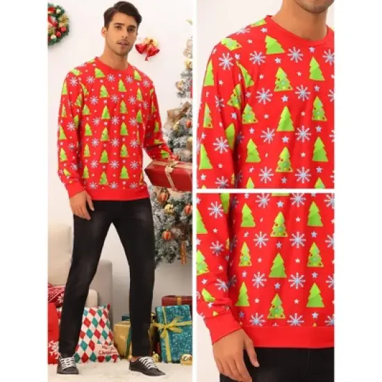 Lars Amadeus Men's Funny Graphic Christmas Printed Long Sleeves Sweatshirt image {4}