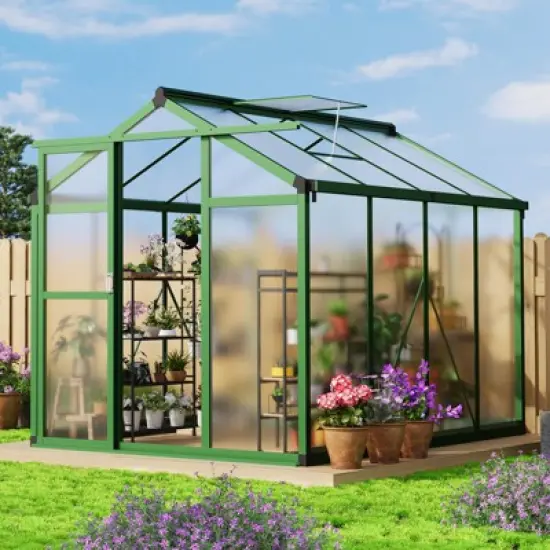 6x8 FT Large Aluminum Greenhouses Heavy Duty Polycarbonate Walk-in Green Houses with Roof Vent for Winter Garden image {7}