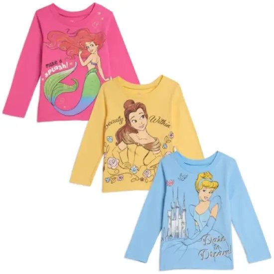 Disney Princess Cinderella Belle Ariel 3 Pack T-Shirts Multicolored  image {10}