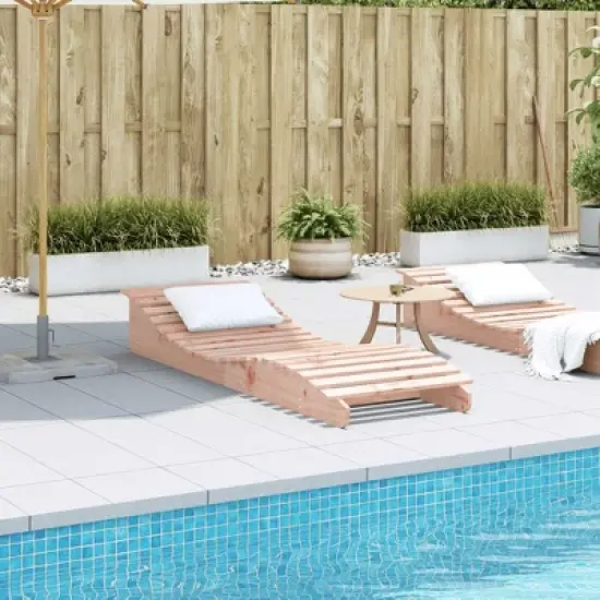 vidaXL Sun Lounger Natural wood Solid Douglas fir wood 80.7 x 23.6 in image {2}