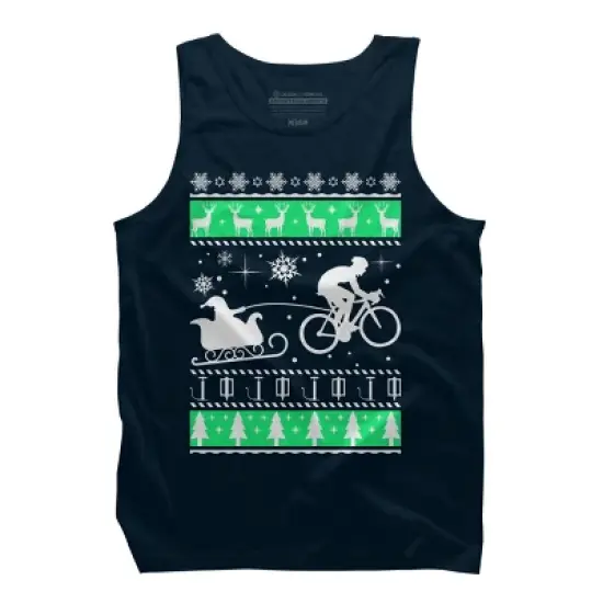 Men's Design By Humans Christmas Santa Cycling Sleigh By LewismartinStore Tank Top image {5}