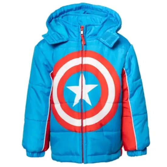 Marvel Avengers Spider-Man Hulk Black Panther Captain America Zip Up Winter Coat Puffer Jacket Toddler to Big Kid image {8}