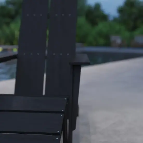 Merrick Lane Adirondack Modern Slatted Back Patio Chair With Accompanying Foot Ottoman image {5}