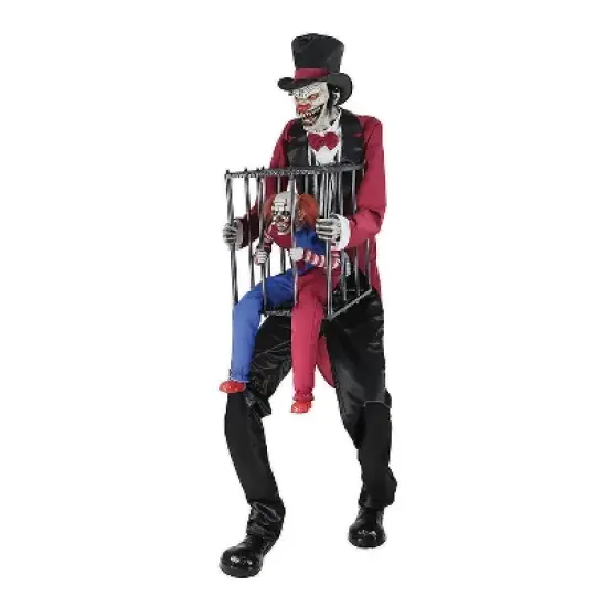 7' Rotten Ringmaster with Caged Clown Halloween Decoration image {1}