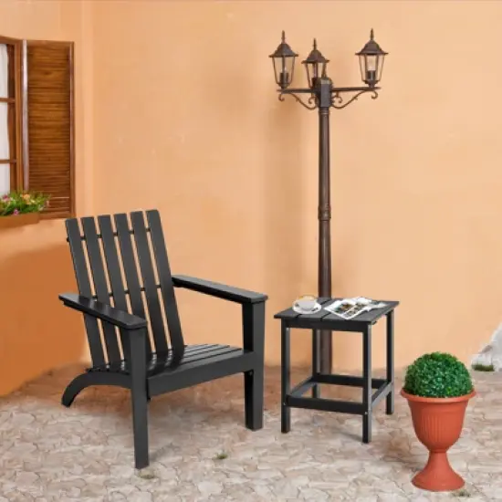 Tangkula 3PCS Patio Adirondack Chair Side Table Set Solid Wood Garden Deck Bistro Set Classic Furniture image {1}