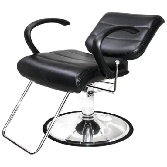 PureSana Chromium Vinyl Kyler 360 Degree Professional All Purpose Salon Chair with Adjustable Reclining Mechanism and Rotational Lock, Black image {3}