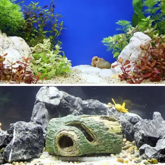 Unique Bargains Aquarium Decorations Hollow Tree Trunk Ornament Resin Fish Accessories Brown Green 1 Pcs image {5}