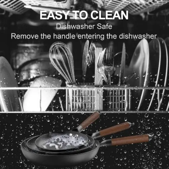 LAMFO Professional Cooking Utensils Set , 3 pieces 8&10&12 Inch Cookware Set Cast Iron Skillets, PFAS-Free, Nonstick Pizza Pans, Oven&Dishwasher Safe image {4}