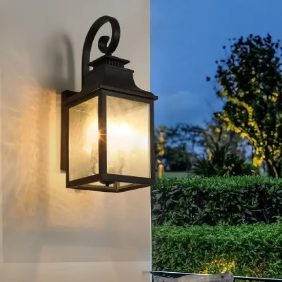 Black Square External Wall Lights Aluminum Light Fixtures Led Outdoor Wall Lights Waterproof Vintage Glass Sconce-The Pop Home image {7}