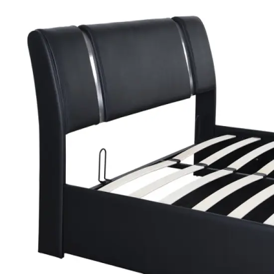 Upholstered Faux Leather Platform bed with a Hydraulic Storage System-ModernLuxe image {8}