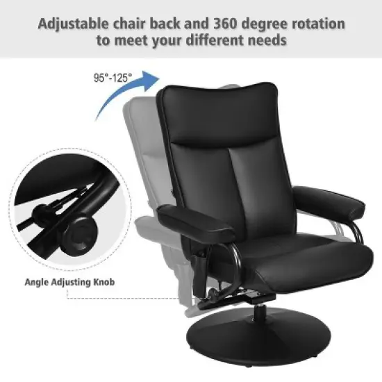 Massage Recliner Couch Chair Lounge Swivel w/Ottoman Side Pocket Remote Control image {4}