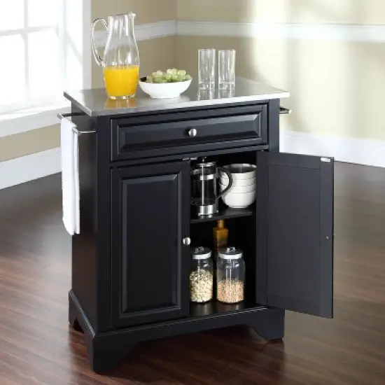 Lafayette Stainless Steel Top Portable Kitchen Island/Cart Black - Crosley image {2}