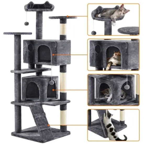 Yaheetech 70"H Cat Tree with 2 Condos for Kittens Small Cats image {3}