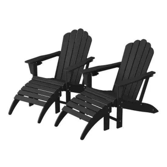 WestinTrends Highland 4-Piece Outdoor Patio HDPE Adirondack Chairs With Ottomans and Cup Holder Set image {14}