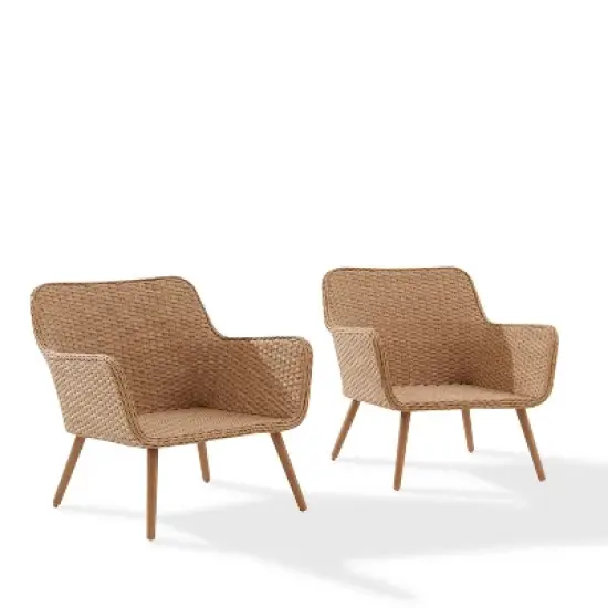 Landon 2pc Outdoor Wicker Chair Set - Beige - Crosley image {4}