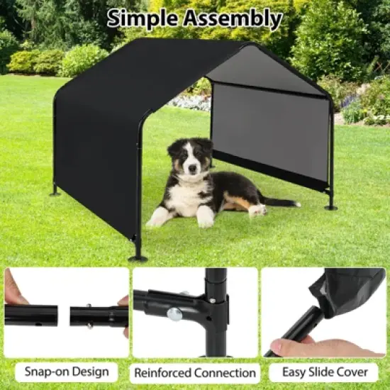 Costway Outdoor Dog Shade Shelter for Small Medium Large Breeds Pet House with Metal Frame image {9}