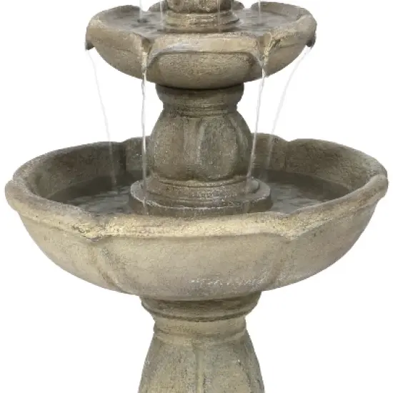 Sunnydaze 35"H Electric Fiberglass 3-Tier Birds' Delight Outdoor Bird Bath Water Fountain image {3}