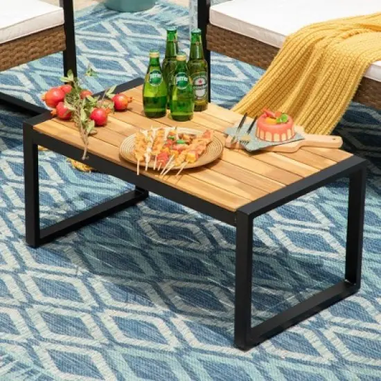 Captiva Designs 4pc Conversation Set: Rattan Loveseat, Coffee Table, Weather-Resistant image {4}