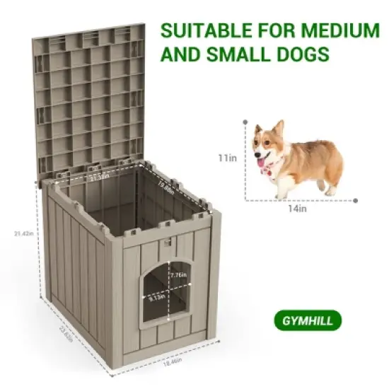 Decksplore All-Weather Resin Dog House Outdoor Shelter for Medium/Small Dogs image {2}