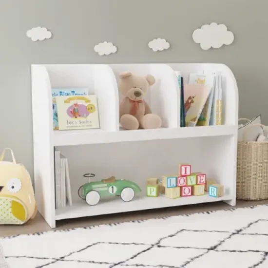 HOMLUX 4-Cube Kids Bookcase Toy Organizer Wooden Storage Bookshelf,White image {7}