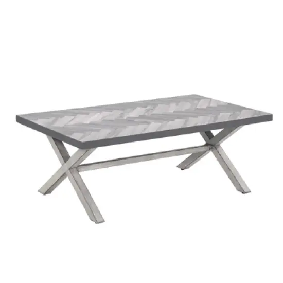 COWLOWN Modern Aluminum Outdoor Coffee Table, All-Weather Patio Table with Resin Top, Rust-Resistant, for Garden, Poolside, Balcony & More image {4}