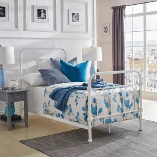 Twin Caledonia Metal Bed Antique White - Inspire Q image {1}