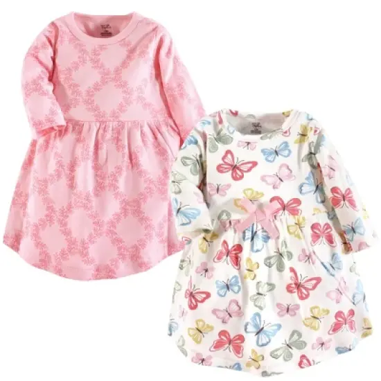 Touched by Nature Baby and Toddler Girl Organic Cotton Long-Sleeve Dresses 2pk, Butterflies image {1}