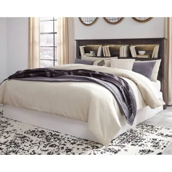 California King Drystan Bookcase Headboard Brown/Beige - Signature Design by Ashley image {1}