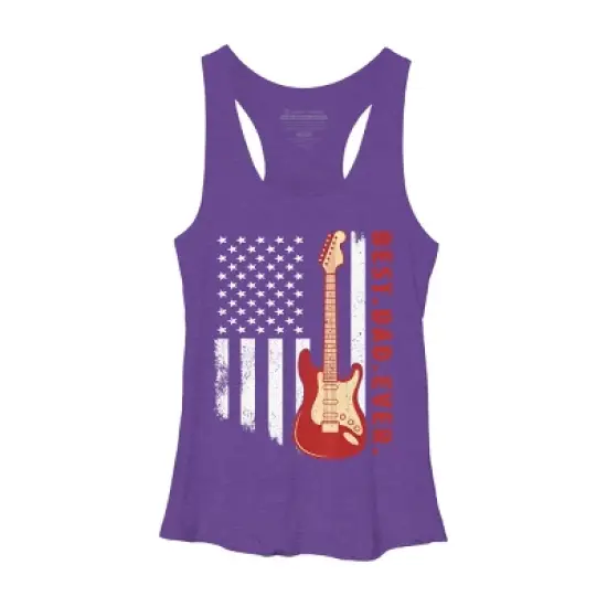 Women's Design By Humans Best Dad Ever Guitar and Flag By MINHMINH Racerback Tank Top image {5}