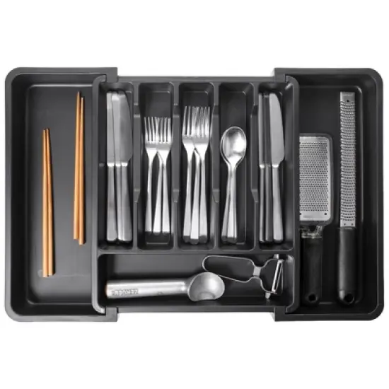 Expandable Silverware and Utensil Drawer Organizer with 8 Compartments - Space-Saving Silverware Kitchen Storage Solution, Expandable Drawer Organizer image {6}
