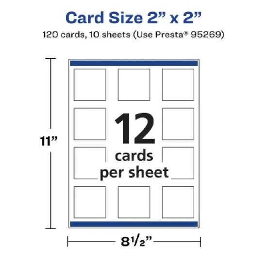Avery Printable Square Business Cards with Sure Feed Technology, 2" x 2", Glossy White Cardstock, Print-to-the-Edge, Laser/Inkjet Cards, 120 Total image {4}