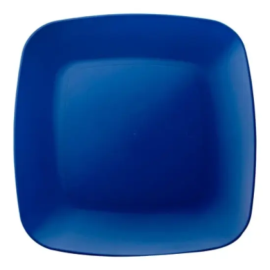 Smarty Had A Party 7.25" Blue Flat Rounded Square Plastic Salad Plates - 120 pcs image {1}