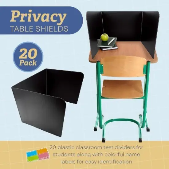 4E's Novelty 20pcs Black Plastic Desk Dividers &ndash; Privacy Folders for Students & Teachers, Must-Have Classroom Supplies image {1}