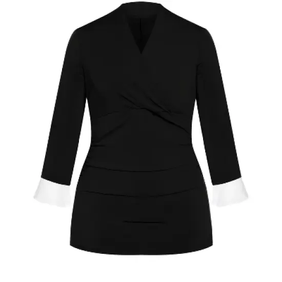 Women's Plus Size Roselyn Wrap Top - black | AVENUE STUDIO image {2}