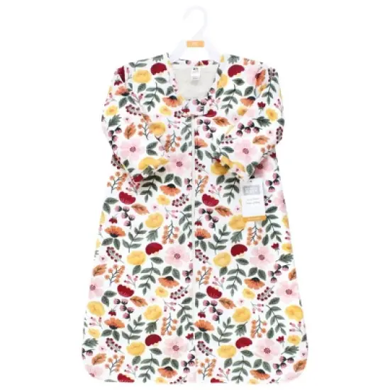 Hudson Baby Girls Long Sleeve Plush Faux Fur Sleeping Bag, Wearable Blanket, Fall Botanical image {1}