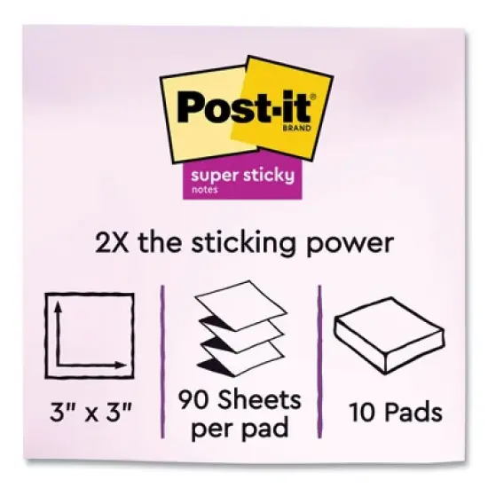 Post-it Pop-up Notes Super Sticky Pop-up Notes Summer Joy Collection Colors, 3" x 3", Assorted Colors, 90 Sheets/Pad, 10 Pads/Pack image {3}